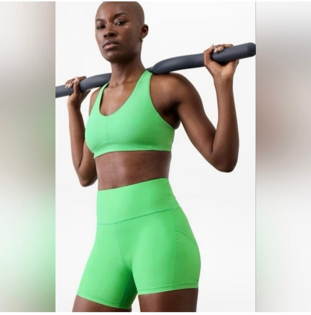 Athleta Shorts Womens XS Green Salutation Stash 5" Yoga Athleta Workout Gym